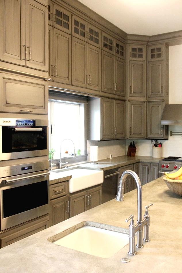 gray-painted-distressed-custom-kitchen-cabinets-TMH11 - Fairfield