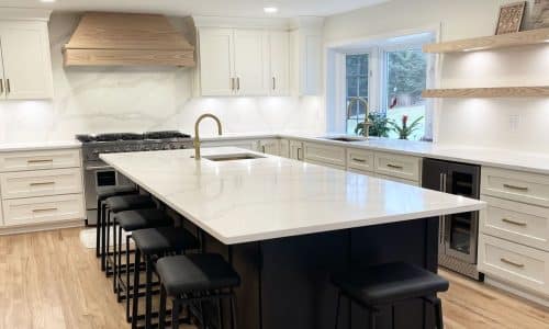 White, Black & Natural Oak Kitchen - Allison Park, PA