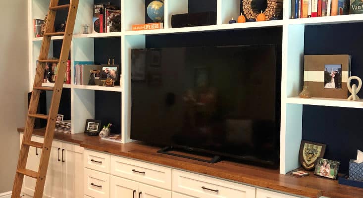 custom-bookcase-cabinets-rolling-ladder