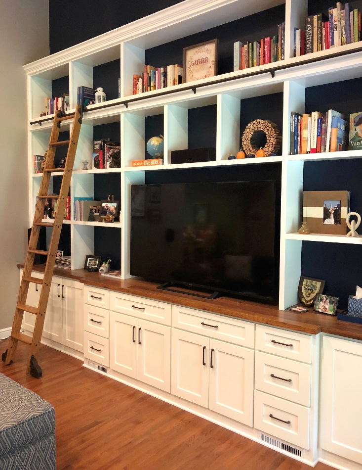 Custom Bookcase And Rolling Ladder Jefferson Hills Pa