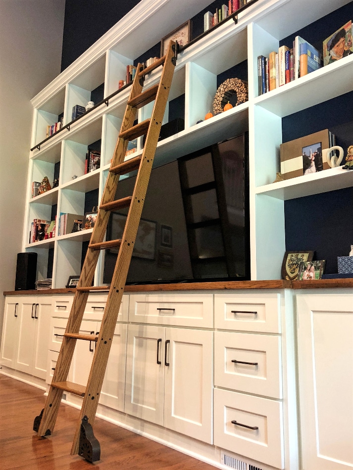 Custom Bookcase And Rolling Ladder Jefferson Hills Pa