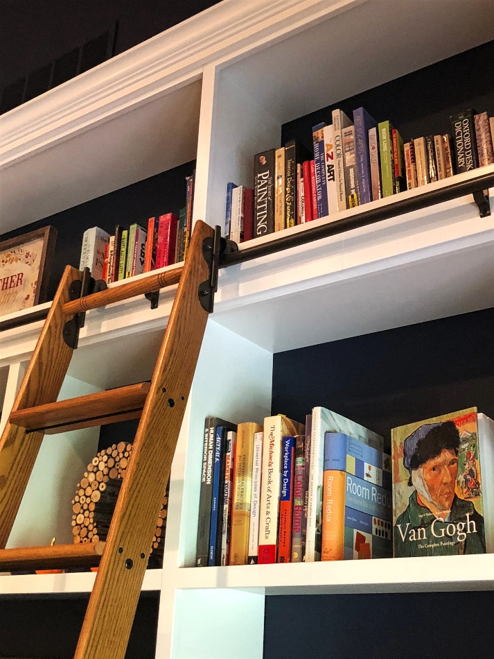 custom-bookcase-cabinets-rolling-ladder