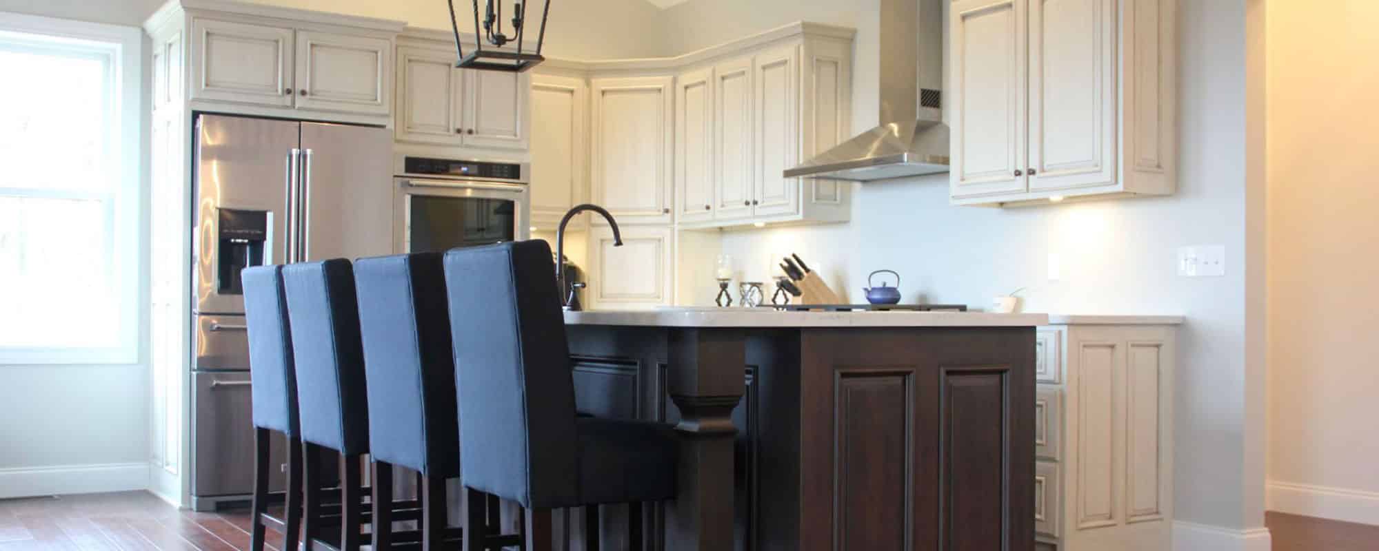 custom kitchen cabinets contrasting island