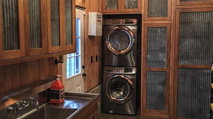 custom laundry cabinets corrugated tin