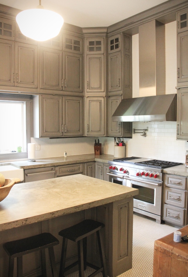 gray-painted-distressed-custom-kitchen-cabinets