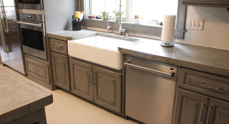 gray-painted-distressed-custom-kitchen-cabinets
