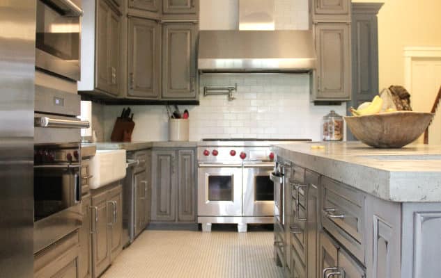 gray-painted-distressed-custom-kitchen-cabinets