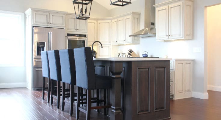 painted-glazed-dark-stained-kitchen-cabinets