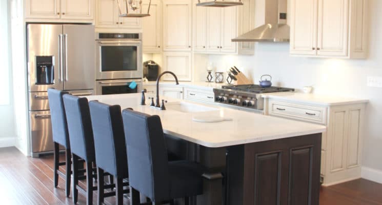 painted-glazed-dark-stained-kitchen-cabinets