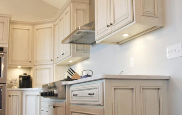 painted-glazed-dark-stained-kitchen-cabinets